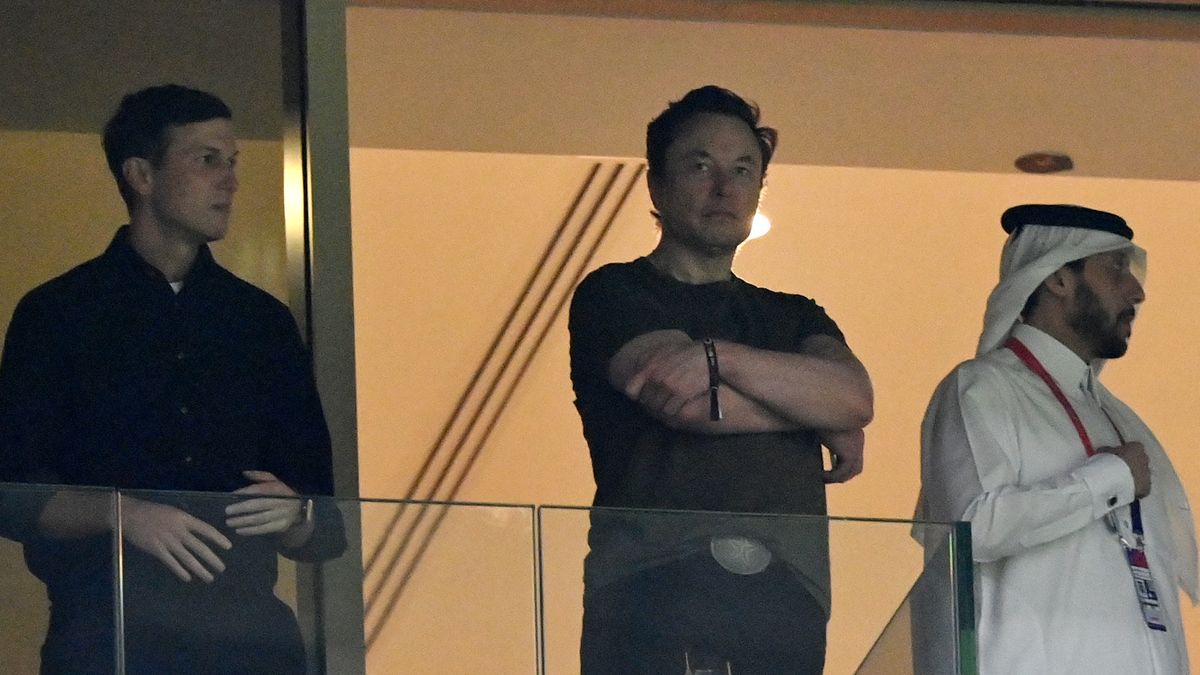 Argentina v France: Final - FIFA World Cup Qatar 2022LUSAIL CITY, QATAR - DECEMBER 18: Jared Kushner and Elon Musk look on during the FIFA World Cup Qatar 2022 Final match between Argentina and France at Lusail Stadium on December 18, 2022 in Lusail City, Qatar. (Photo by Dan Mullan/Getty Images)Dan Mullanbestof, topix