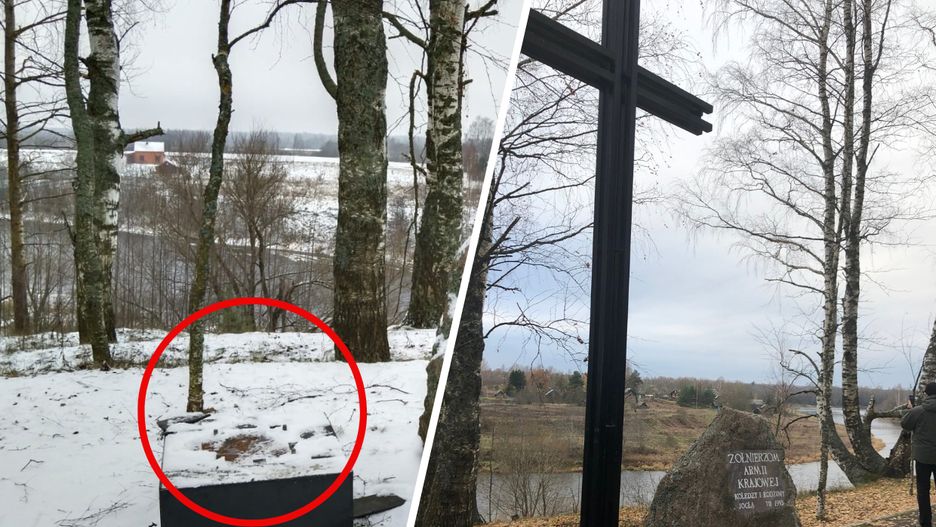 Zdewastowany pomnik AK