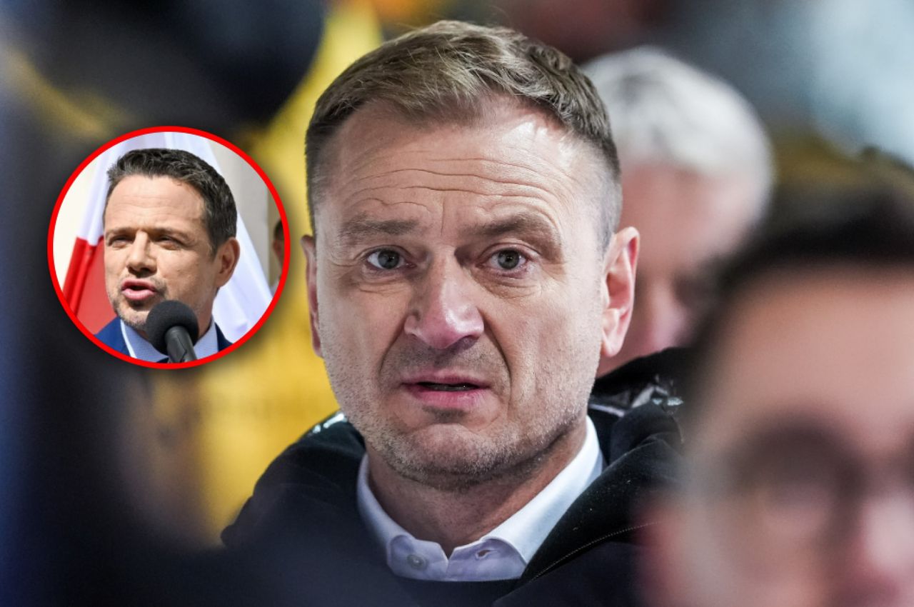 Nitras otwarcie, kto stoi za transparentami na Trzaskowskiego