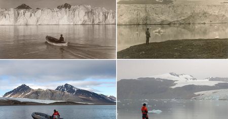 Zdjęcia norweskich lodowców zrobione z odstępem 100 lat pokazują wielkie zmiany klimatyczne