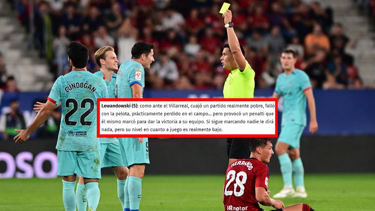 PAP/EPA / INAKI PORTO / Robert Lewandowski w meczu Osasuna Pampeluna - FC Barcelona i screen z serwisu El Desmarque