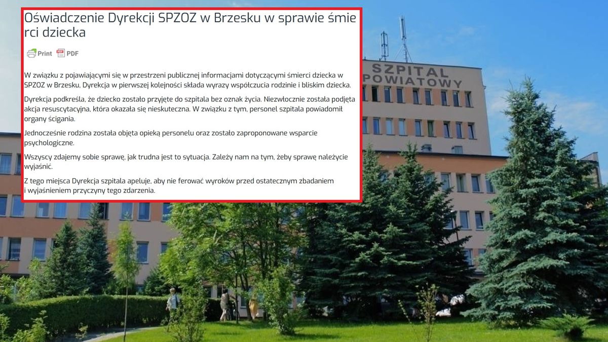 Brzesko: Komunikat szpitala w sprawie śmierci dziecka