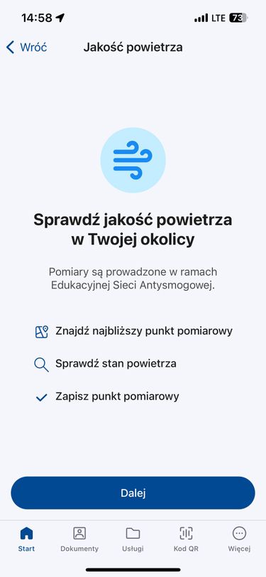 mObywatel 2.0 - jakość powietrza.