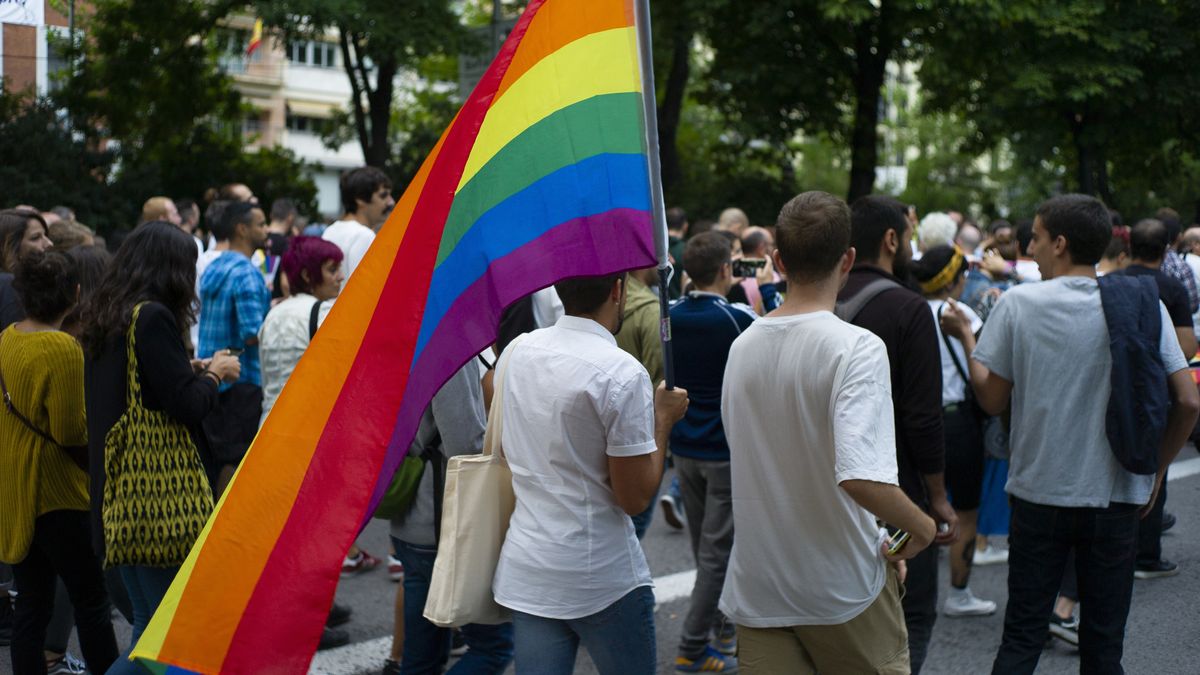 People protesting during a demonstration where LGBT community demonstrate under the slogan 'Against Fascism', protesting against far right wing policies. Madrid September 21, 2019 Spain (Photo by Oscar Gonzalez/NurPhoto via Getty Images)