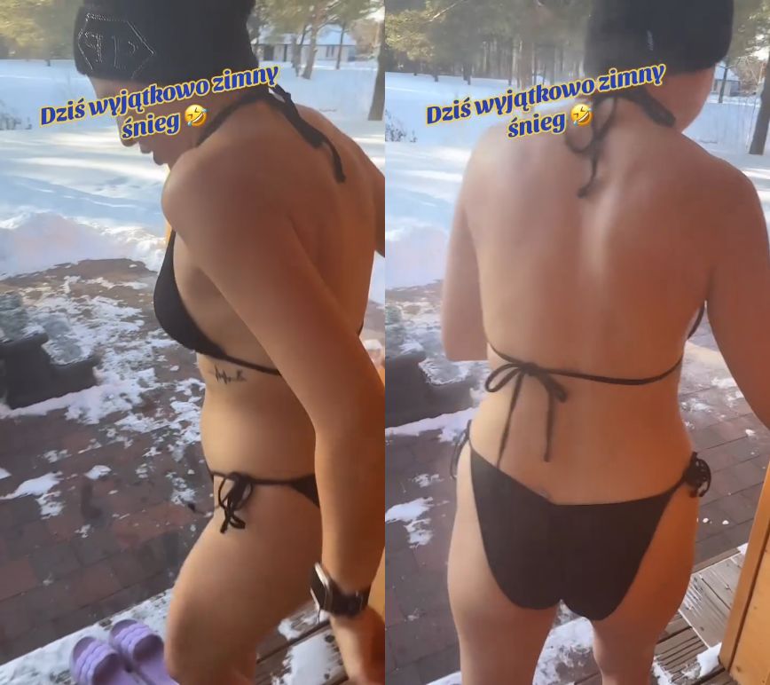 Magdalena Narożna daje nura w śnieżną zaspę