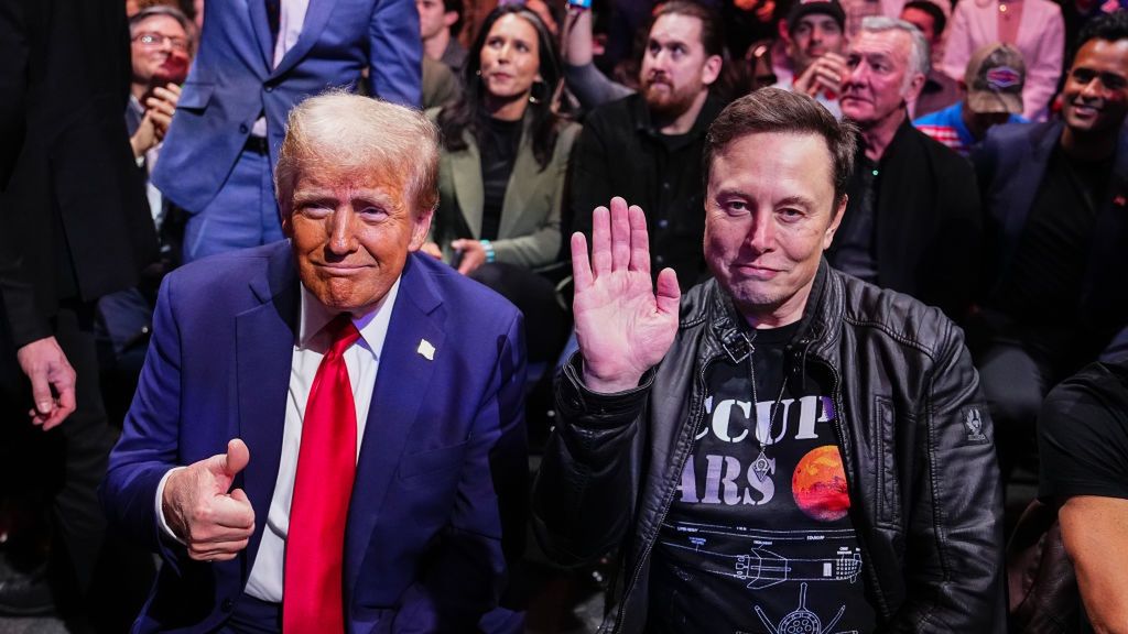 UFC 309: Ruffy v Llontop
NEW YORK, NEW YORK - NOVEMBER 16: President-elect Donald Trump and Elon Musk pose for a photo during the UFC 309 event at Madison Square Garden on November 16, 2024 in New York City. (Photo by Jeff Bottari/Zuffa LLC)
Jeff Bottari
bestof, topix