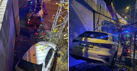 Warszawa: Audi spadło z wiaduktu przy trasie S8