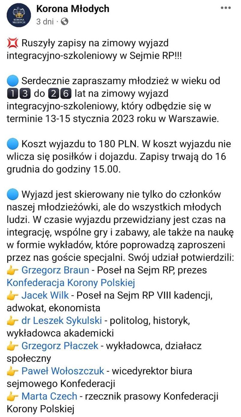 Wyjazd zimowy z Koroną Młodych