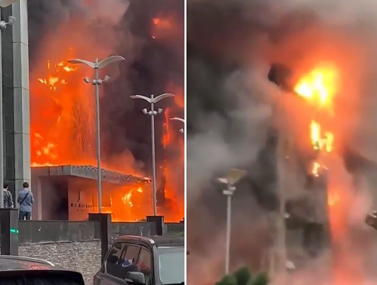 Pożar centrum biznesowego w Moskwie 