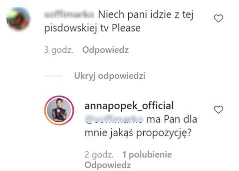 Anna Popek zareagowała na zaczepkę fana.