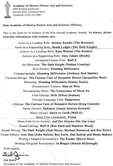 Lista zdobywców Oscarów?! (WYCIEK)