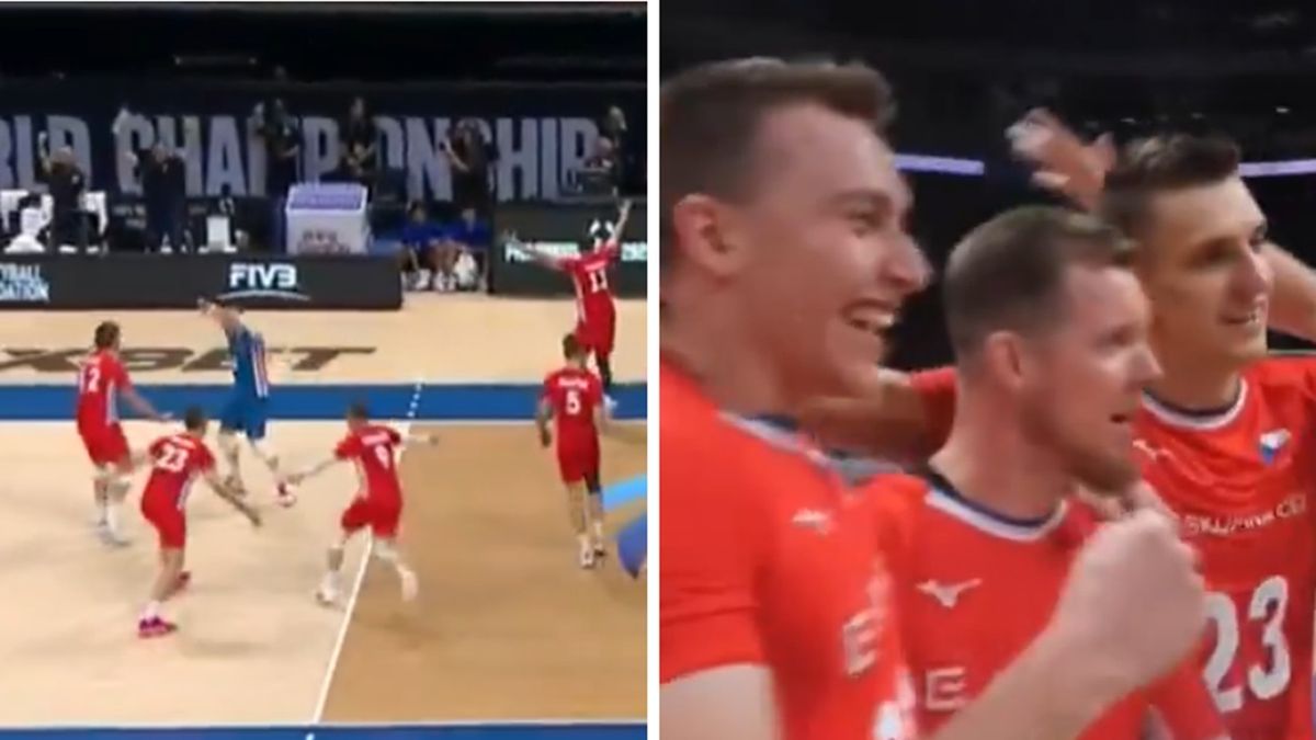 Twitter / Polsat Sport / Na zdjęciu: radość Czechów po wygraniu seta z Polską