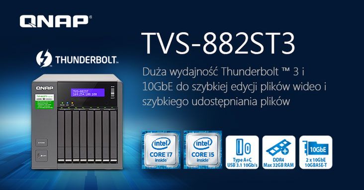 QNAP TVS-882ST3 - NAS z możliwością łatwego przesyłania filmów 4K na żywo 2