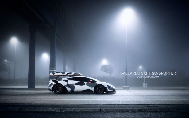 Jon Olsson - w Lamborghini Gallardo na narty
