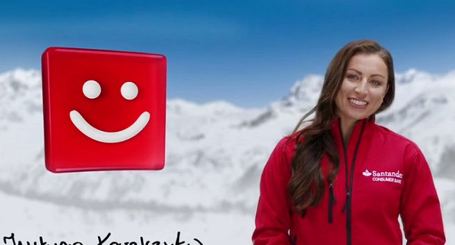 Justyna Kowalczyk z uśmiechem reklamuje kredyt w Santander Consumer Banku