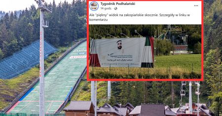 Arabska reklama zasłoniła skocznie w Zakopanem. Turyści oburzeni