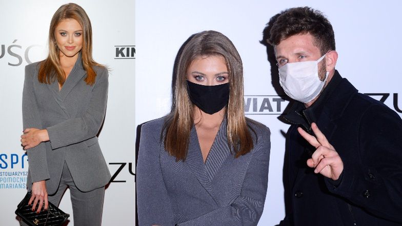 Joanna Opozda i Antek Królikowski w maseczkach zachowują dystans na premierze 