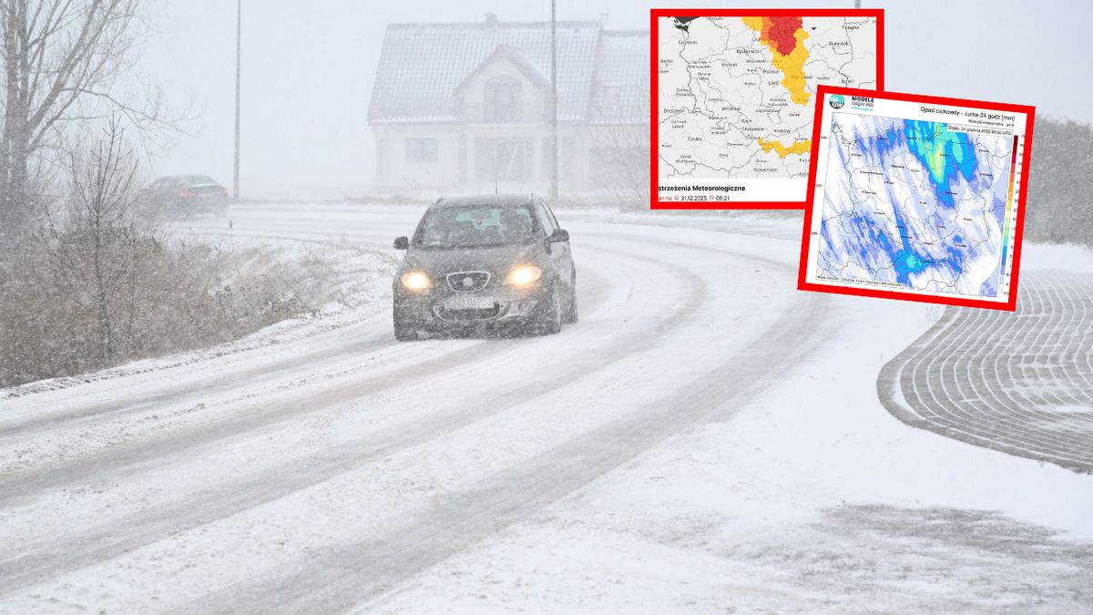  Polska podzielona pogodowo. Czerwony alarm na wschodzie, śnieżyca rozszerza się na zachód [PEŁNA PROGNOZA NA ŚRODĘ]