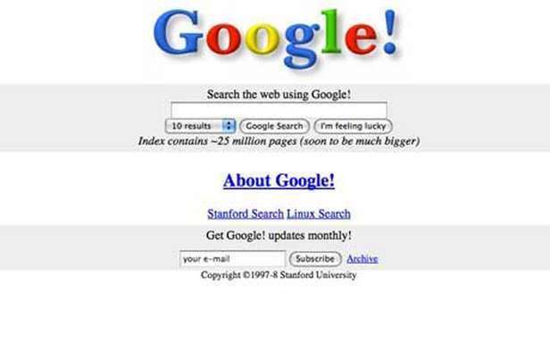 Google.com w 1998 roku