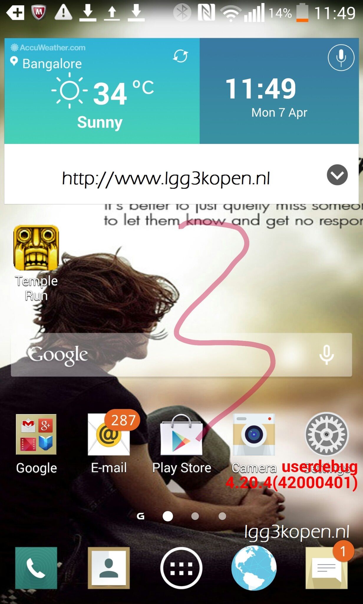 Zrzut ekranu z LG G3