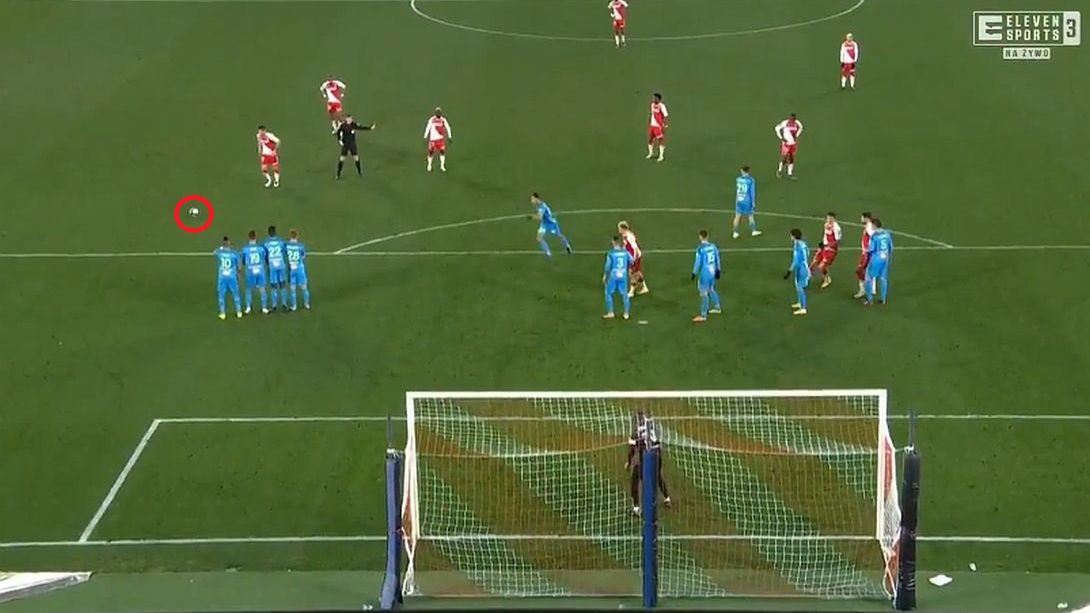 Gol Stevana Joveticia z rzutu wolnego w meczu Monaco - OM