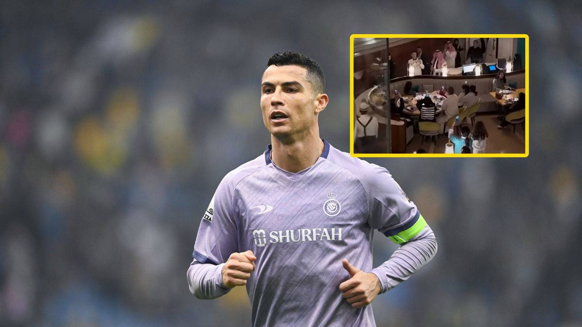 Getty Images / Getty / YouTube AS / Na zdjęciu: Cristiano Ronaldo / w ramce: ludzie nagrywający piłkarza w restauracji