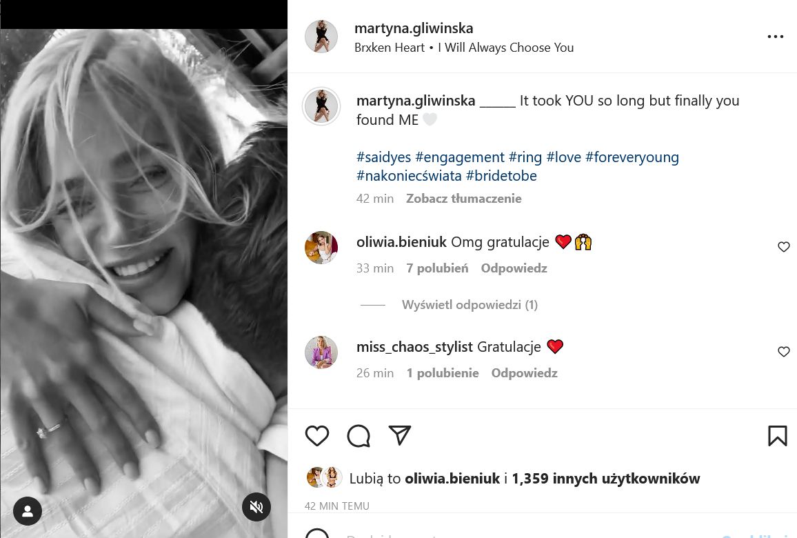 Martyna Gliwińska zaręczyła się