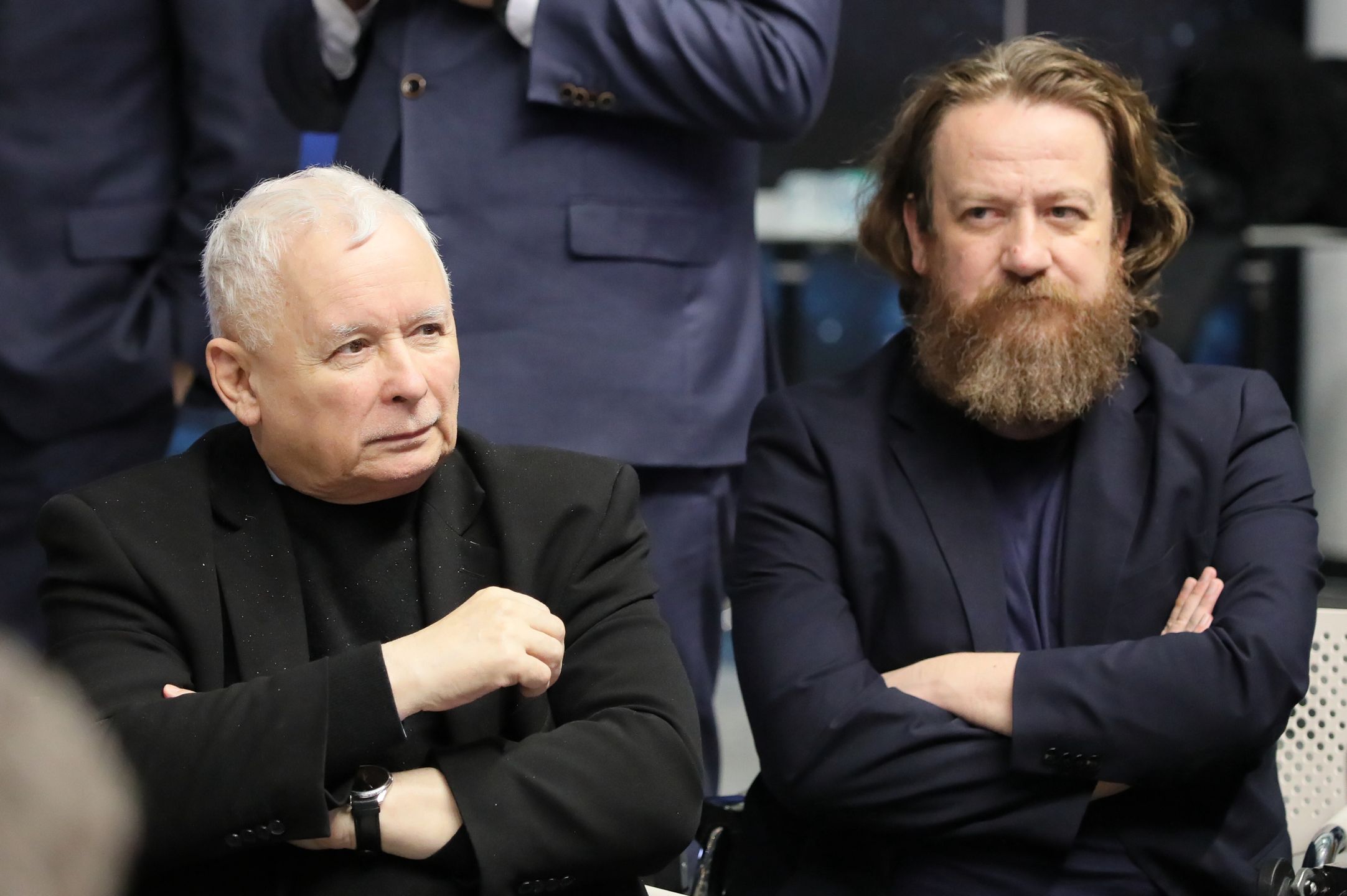 Prezes PiS Jarosław Kaczyński i prezes TVP Mateusz Matyszkowicz