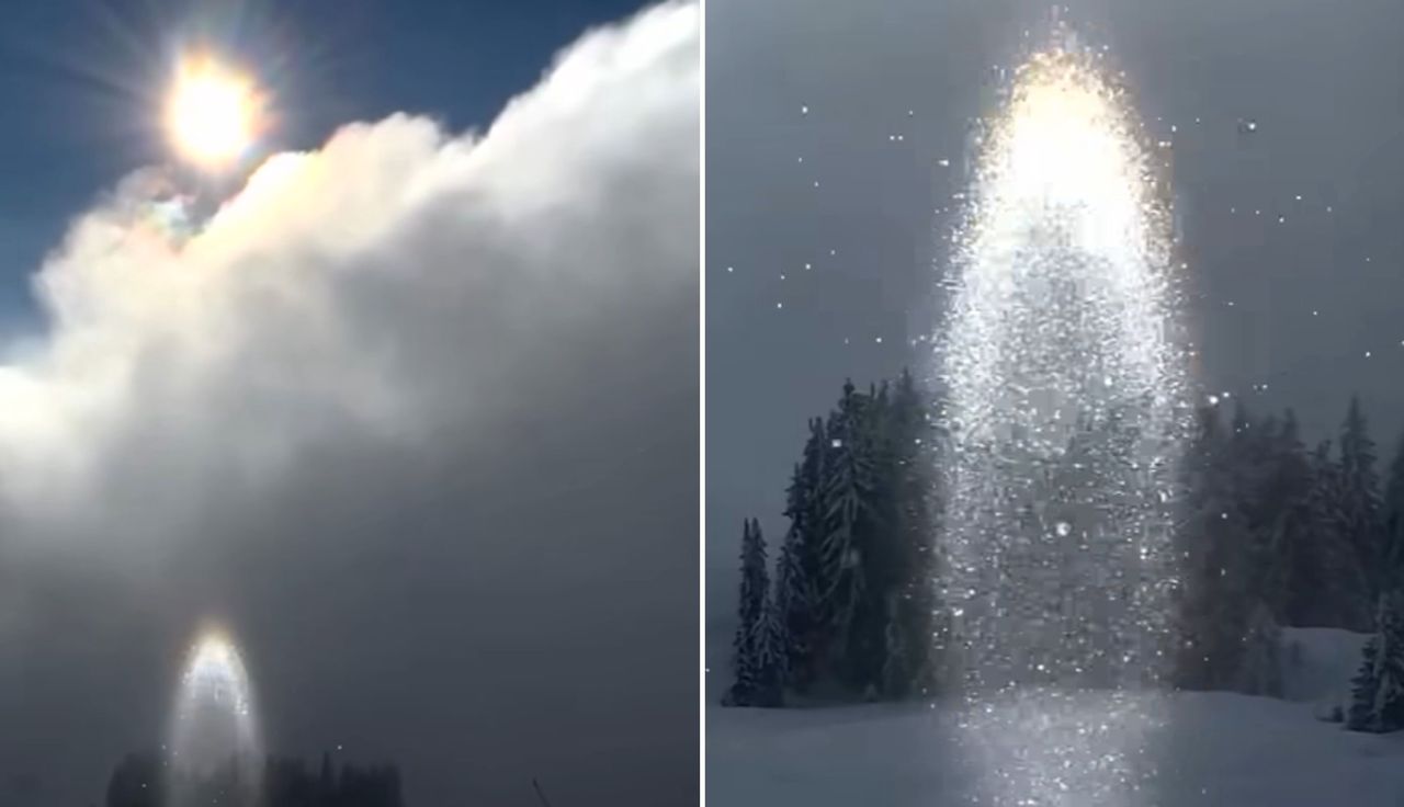 Spektakuläres Phänomen: "Sonnenkerze" erleuchtet SkiWelt