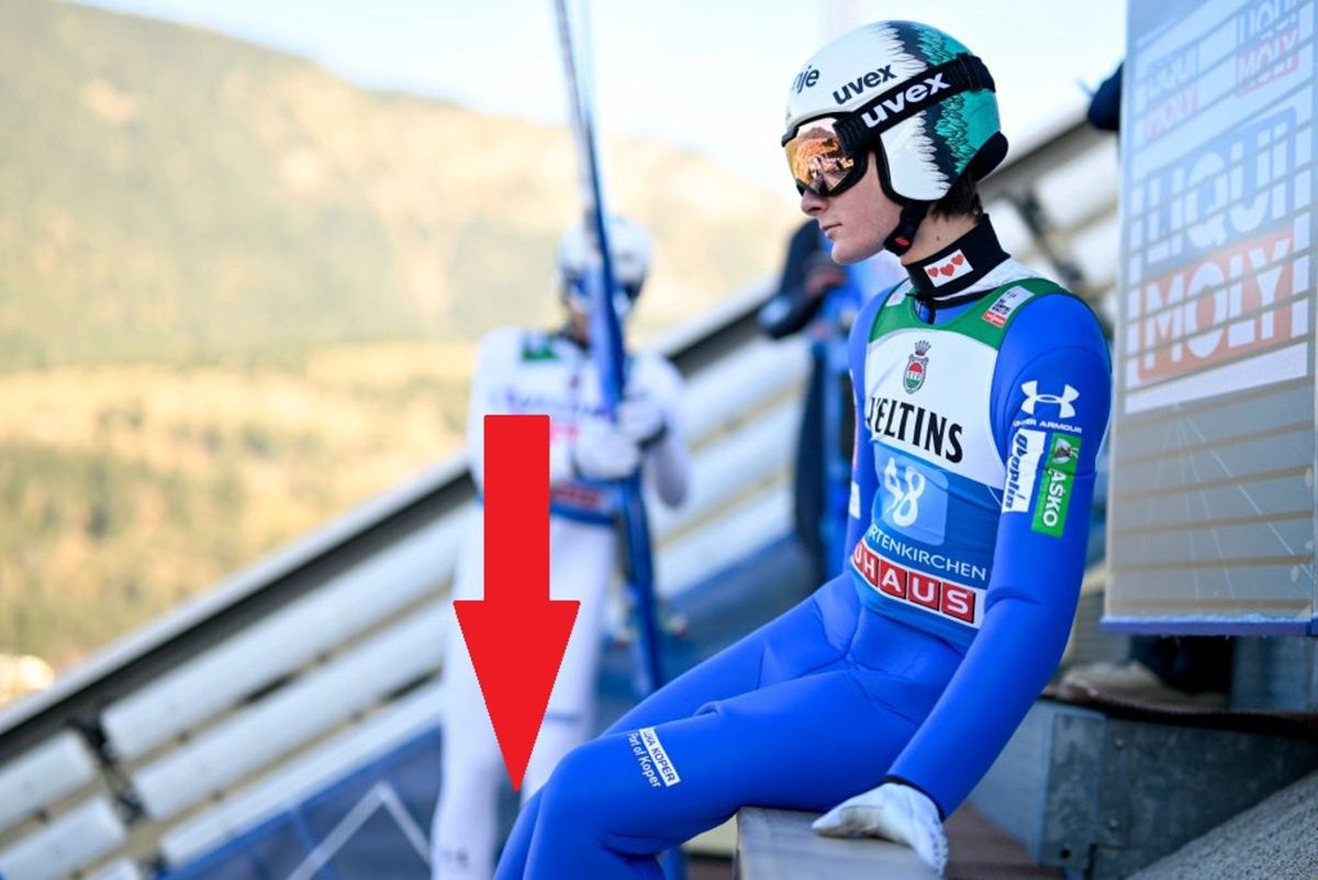 To nie fotomontaż. Naprawdę w takim kombinezonie usiadł na belce