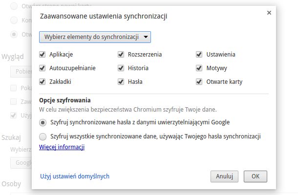 Czemu wszystko musi być domyślnie synchronizowane, razem z rozszerzeniami i motywami?