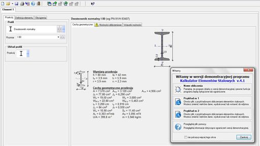 Kalkulator Elementów Stalowych