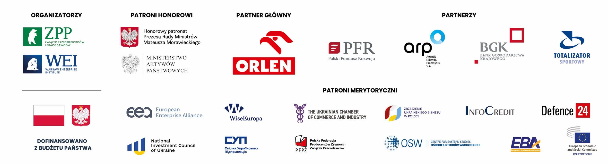 Organizatorzy, partnerzy i patroni honorowi wydarzenia. 