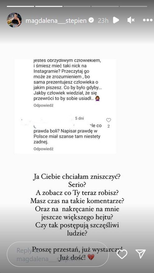 Magdalena Stępień zareagowała na wypowiedź Jakuba Rzeźniczaka