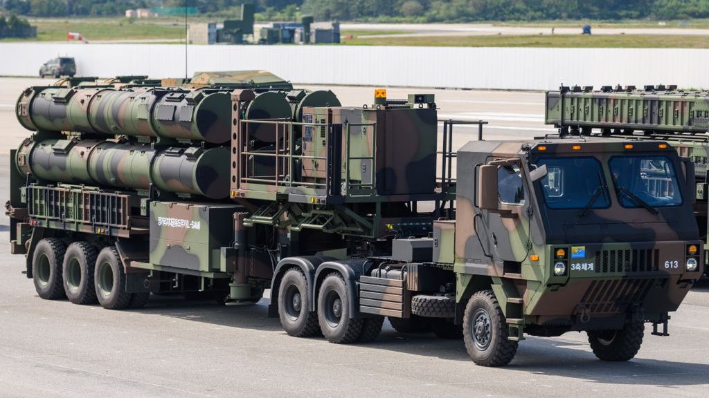 South Korea's Long-range Surface-to-Air Missile(LSAM) system
SEONGNAM, SOUTH KOREA - 2024/09/25: South Korea's Long-range Surface-to-Air Missile(LSAM) system seen during the 76th anniversary of Armed Forces Day pre-media day at Seoul Air Force Base. Armed Forces Day in South Korea is celebrated annually on October 1. It commemorates the service of men and women in the Republic of Korea Armed Forces and marks the day South Korean forces broke through the 38th parallel during the Korean War in 1950. (Photo by Kim Jae-Hwan/SOPA Images/LightRocket via Getty Images)
SOPA Images
long-range surface-to-air missile, lsam system, commemoration, 76th, annual, pre-media day, seoul air force base