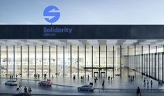 Logo Centralnego Portu Komunikacyjnego pokazane na wizualizacji, do której nie pozyskano praw autorskich