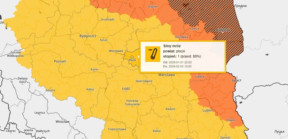 Ostrzeżenie meteorologiczne: silny mróz. Temperatura spadnie nawet do -25°C