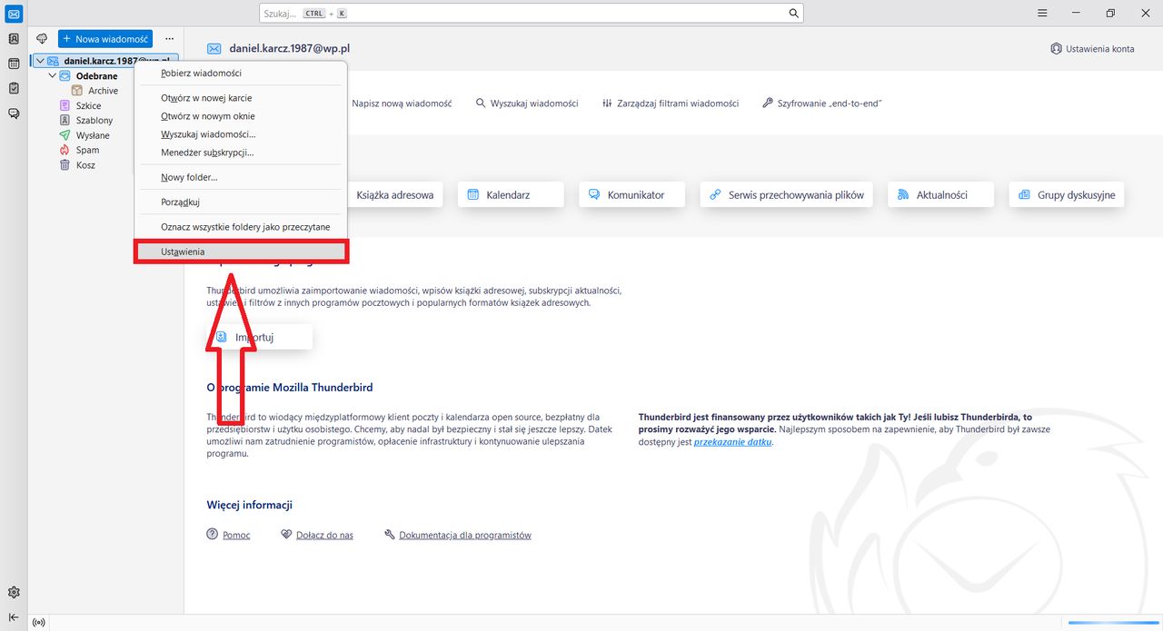 Jak dodać w Thunderbirdzie stopkę do wiadomości e-mail?