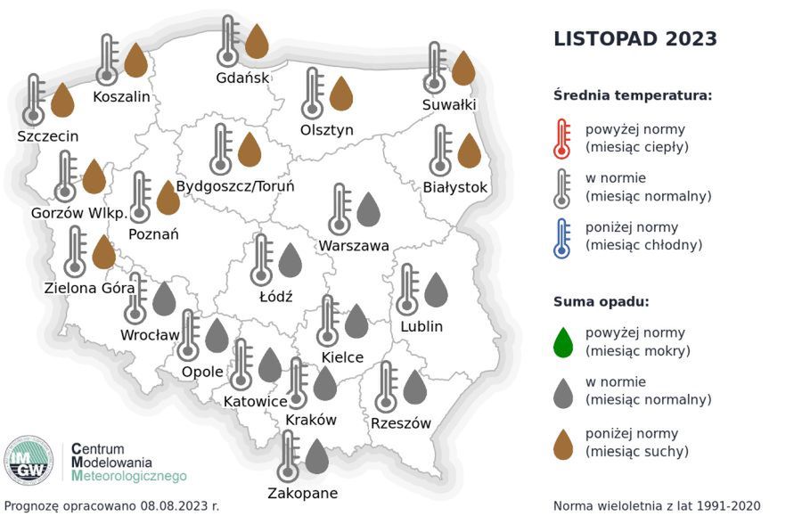 Pogoda długoterminowa na listopad 2023 r.