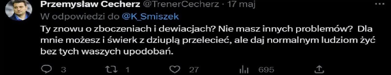 Skandaliczny wpis Przemysława Cecherza