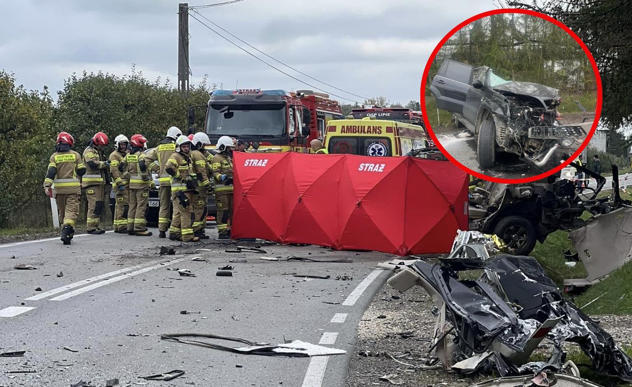 Tragedia na Mazowszu. Zginęli na miejscu. Z auta został wrak