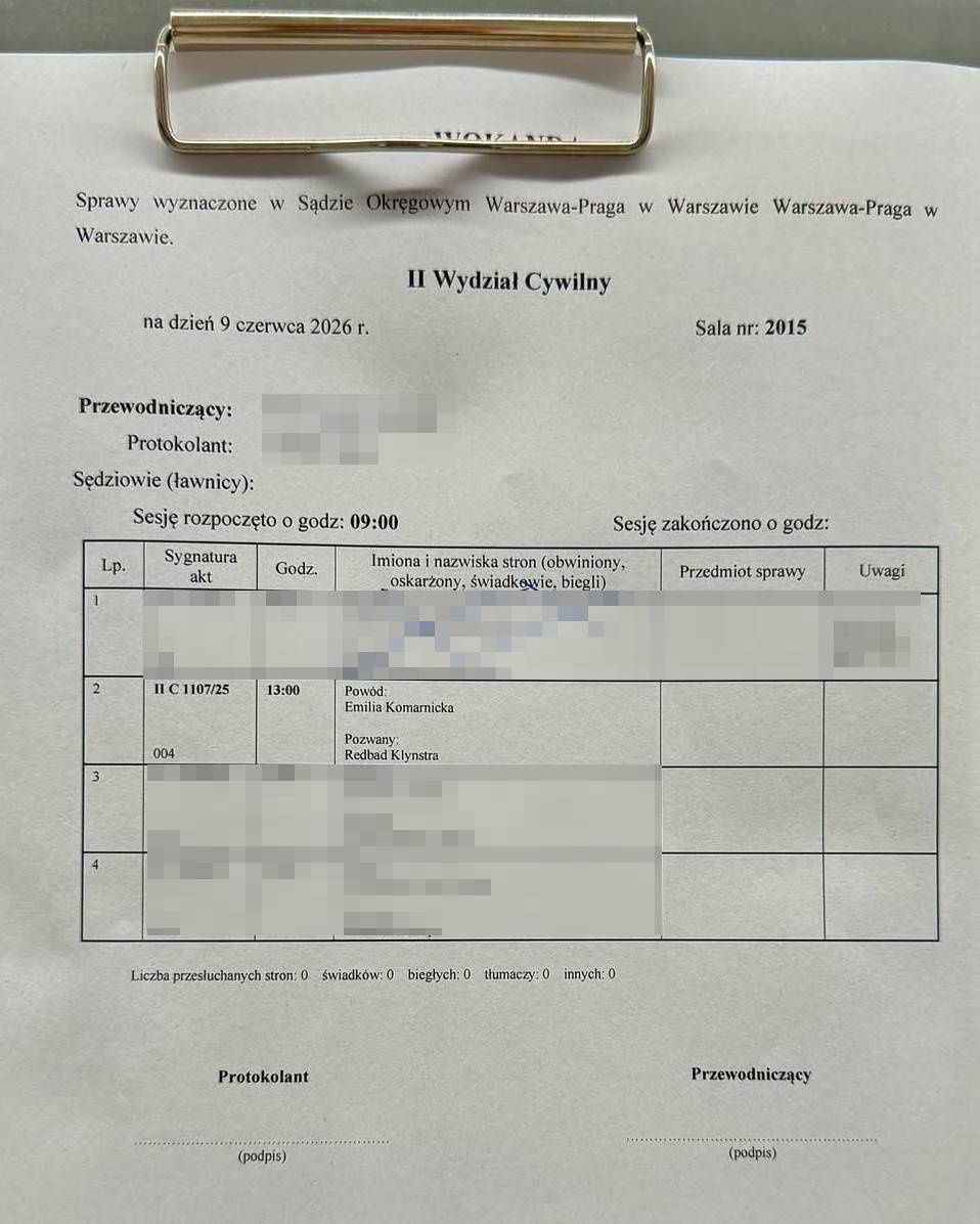 Rozwód Emilii Komarnickiej i Redbada Klynstry
