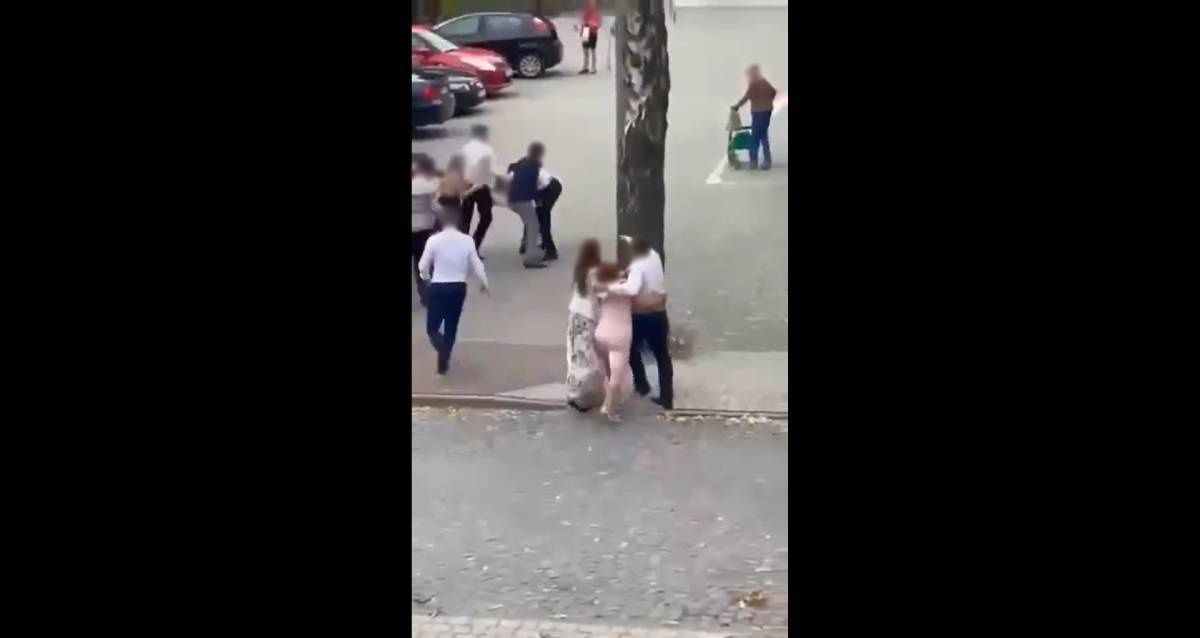 Bójka na weselu w Poniatowej (kadr z nagrania)