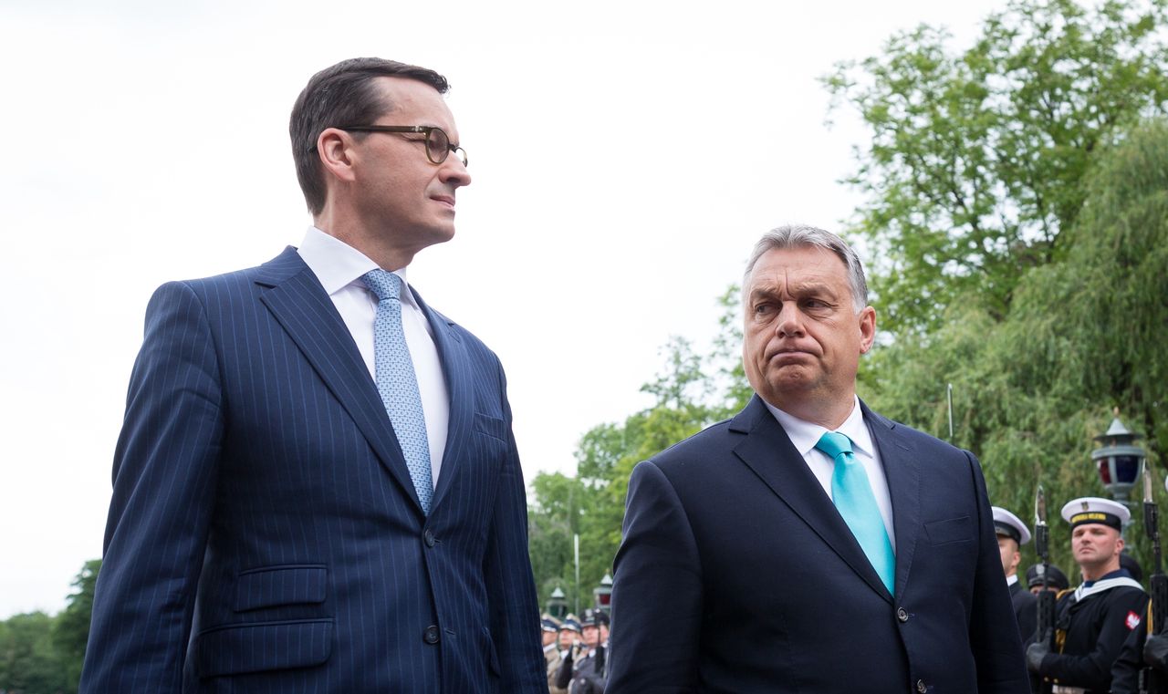 Premier Polski Mateusz Morawiecki i premier Węgier Viktor Orban