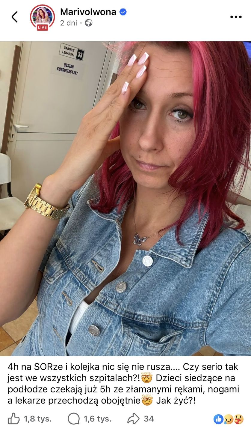 Iwona "Marivo" żali się podczas pobytu na SOR-ze
