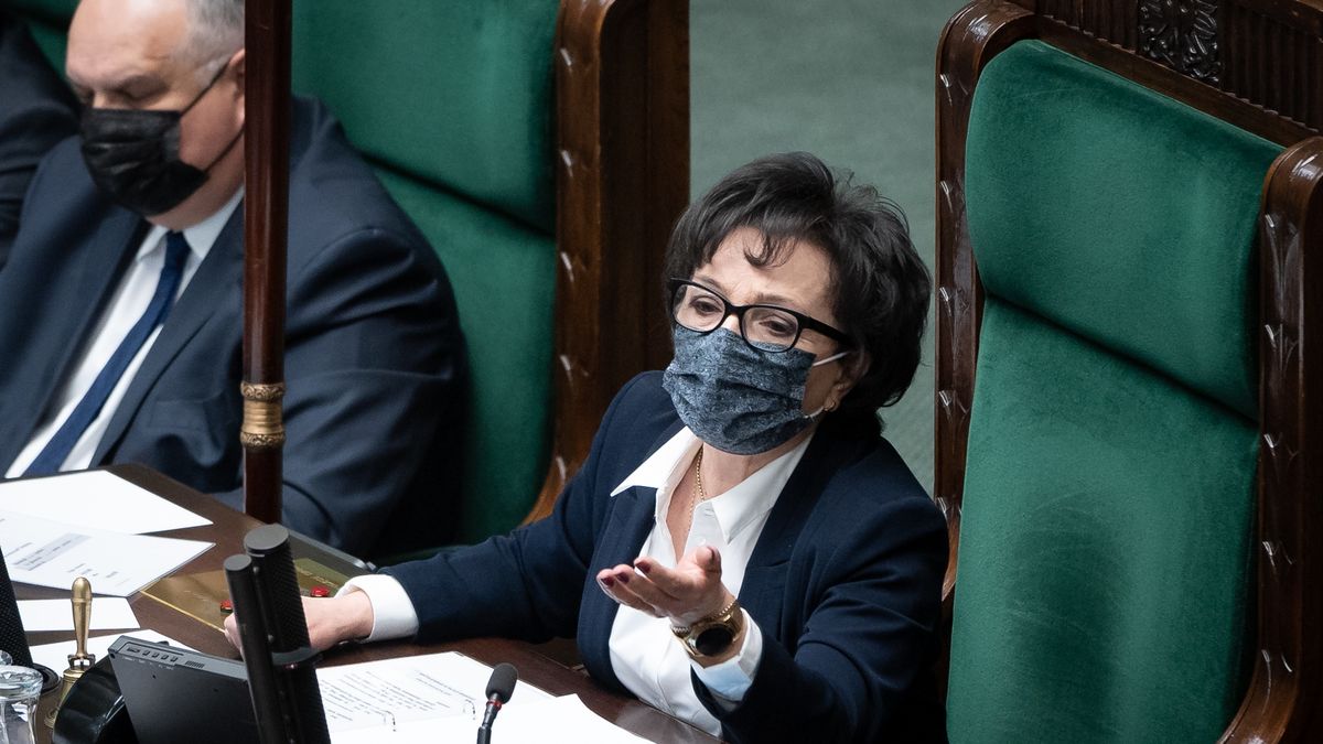 Marshal of the Sejm Elzbieta Witek during the 50th session of the Sejm (lower house of Polish Parliament) in Warsaw, Poland on March 8, 2022 (Photo by Mateusz Wlodarczyk/NurPhoto via Getty Images)