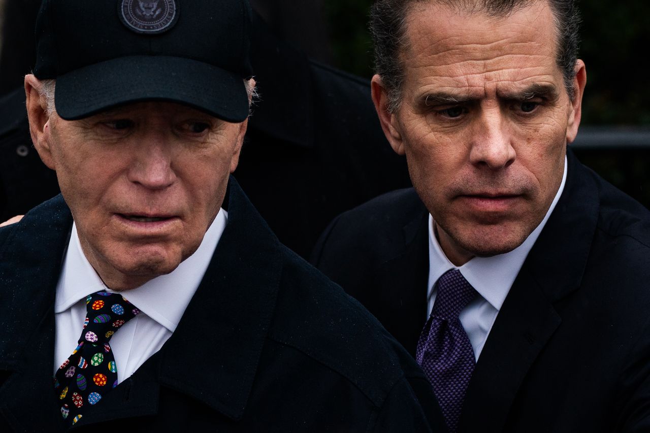 WASHINGTON, DC  April 1, 2024:

President Joe Biden and his son Hunter Biden during the 2024 White House Easter Egg Roll on the South Lawn of the White House, Monday, April 1, 2024. 

(Photo by Demetrius Freeman/The Washington Post via Getty Images)