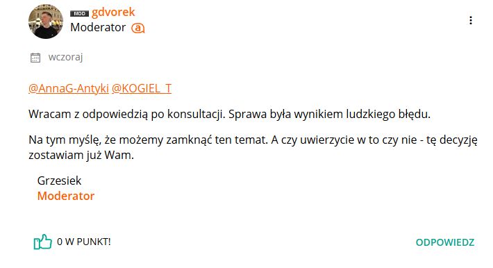 Wątek na forum społeczności Allegro