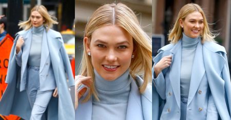 Spowita w błękit Karlie Kloss zasuwa na pokaz Ralpha Laurena