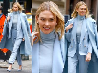 Spowita w błękit Karlie Kloss zasuwa na pokaz Ralpha Laurena